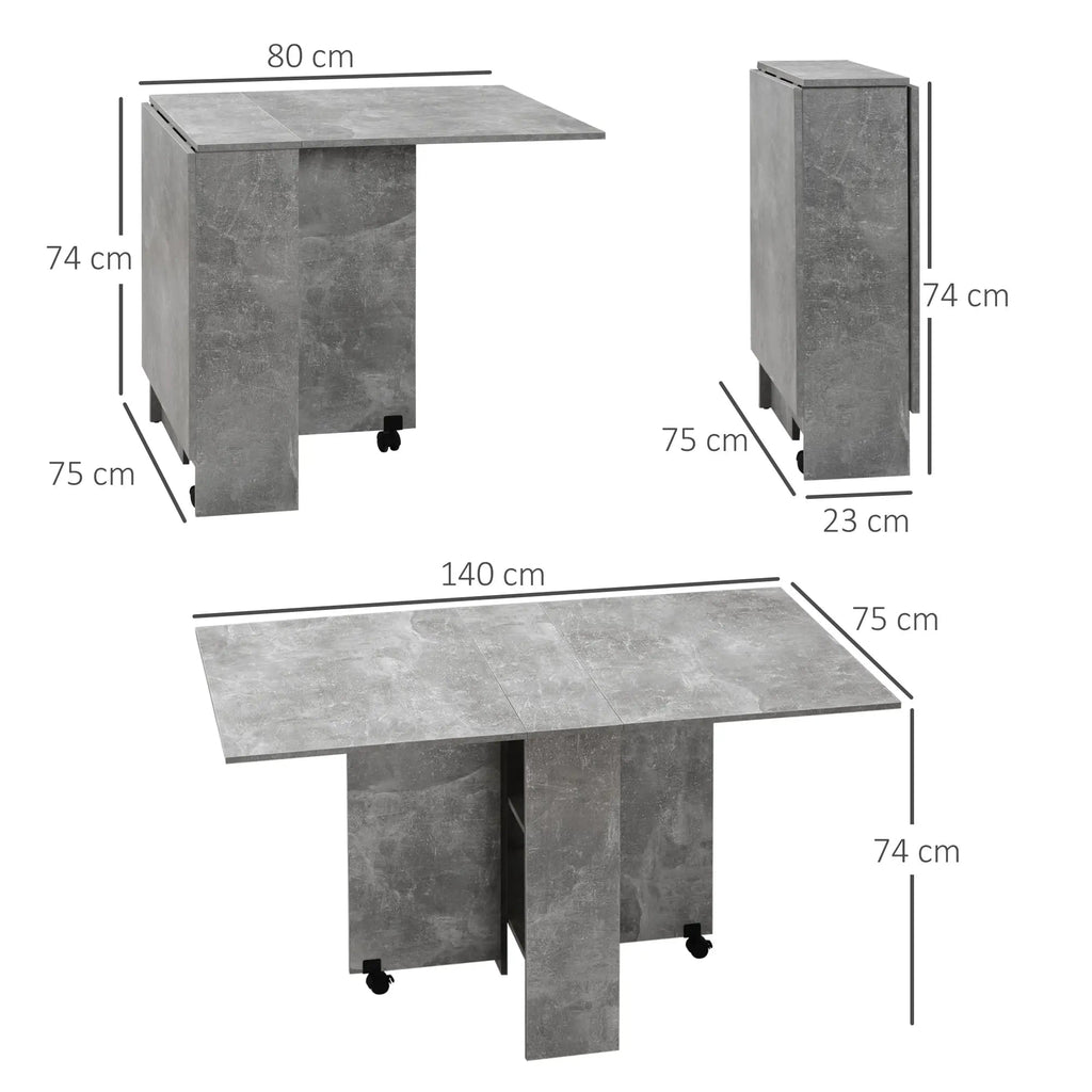 Mesa de Jantar Dobrável Atman - Cinza - 75x140x74 cm - Design Moderno - A minha loja