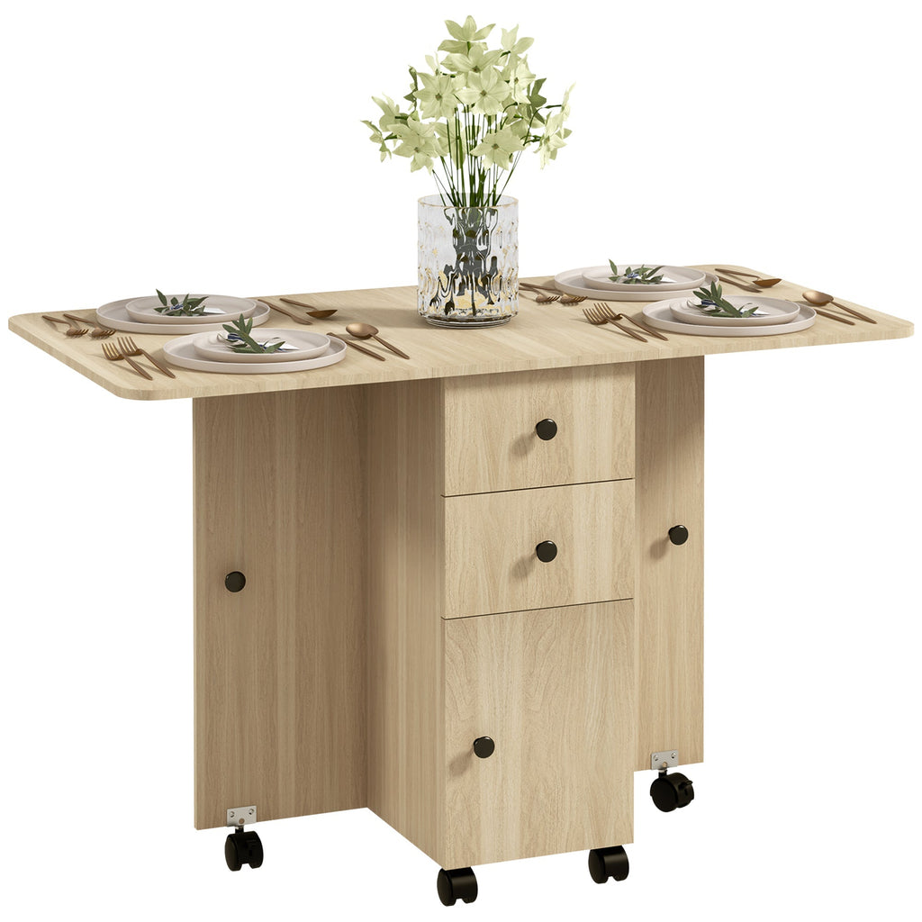Mesa de Jantar Dobrável "Porto" com Rodas – 120x60x76,5 cm – Madeira – Design Multifuncional - A minha loja