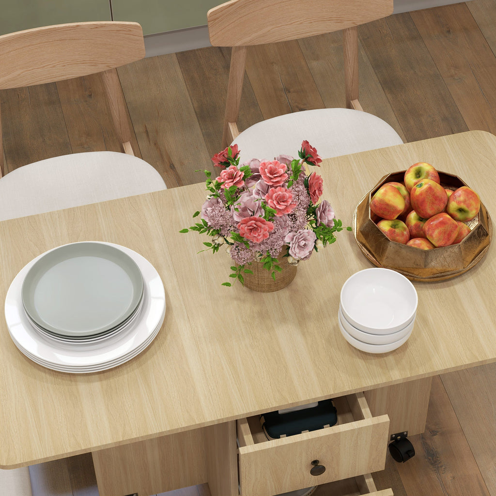 Mesa de Jantar Dobrável "Porto" com Rodas – 120x60x76,5 cm – Madeira – Design Multifuncional - A minha loja