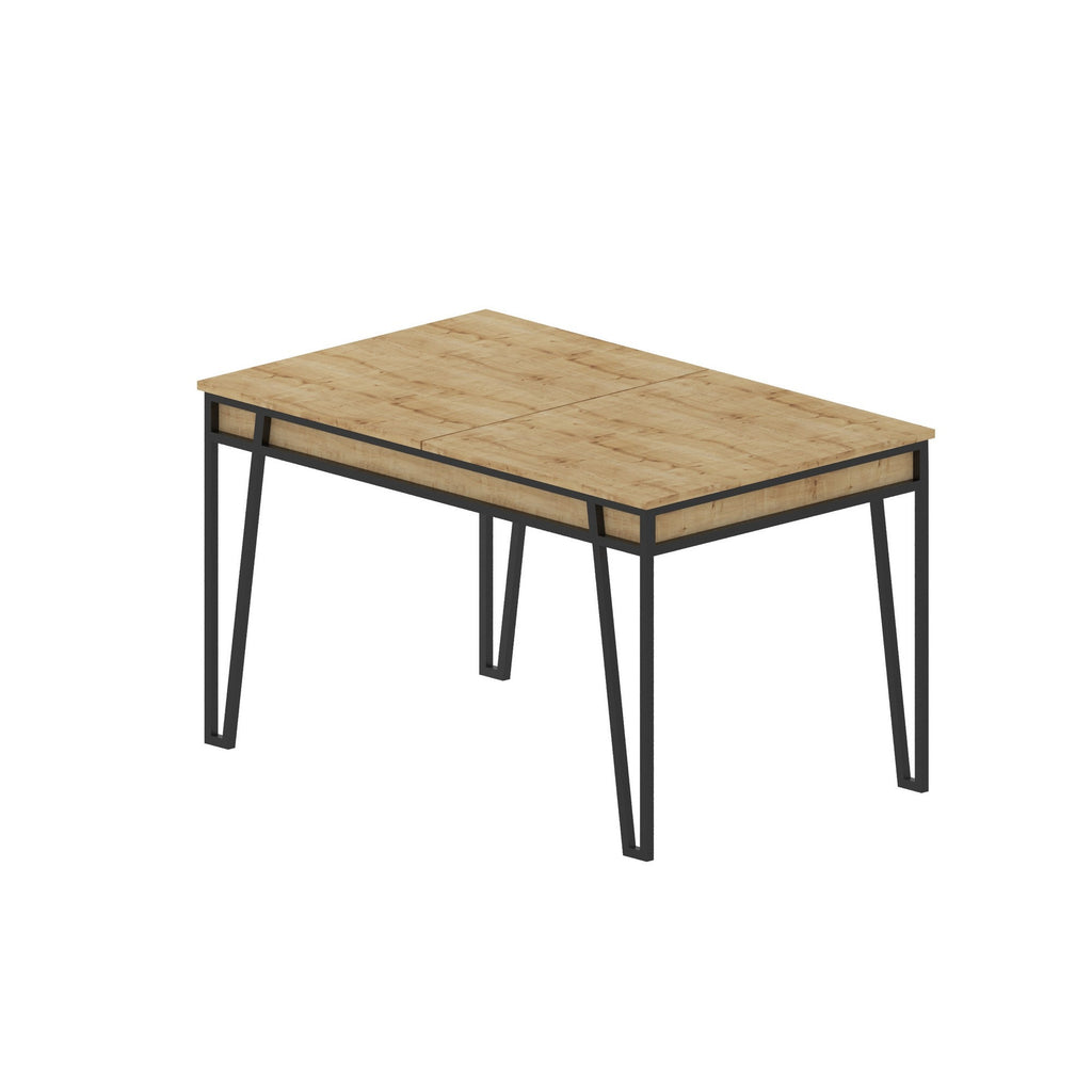 Mesa de Jantar Extensível "Pal" – 132 - 170x80x76 cm – Carvalho – Design Boho Industrial - A minha loja