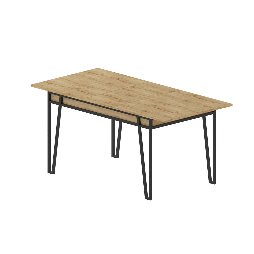 Mesa de Jantar Extensível "Pal" – 132 - 170x80x76 cm – Carvalho – Design Boho Industrial - A minha loja