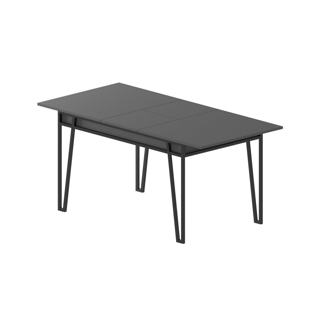 Mesa de Jantar Extensível "Pal" – Antracite – 132 - 170x80x76 cm – Design Boho Industrial - A minha loja