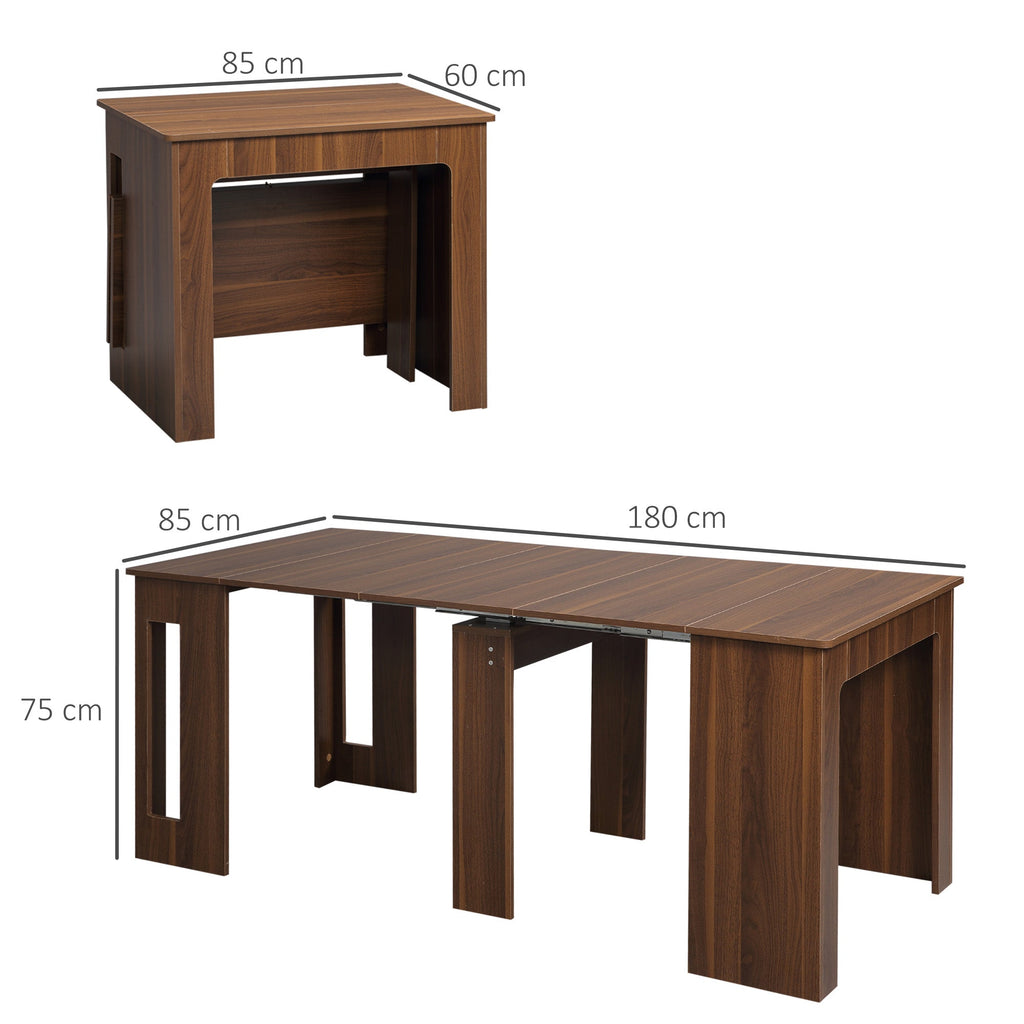 Mesa de Jantar Extensível para 4 - 6 Pessoas com Lateral Abatível Mesa Auxiliar Multifuncional 180x85x75cm Marrom - A minha loja