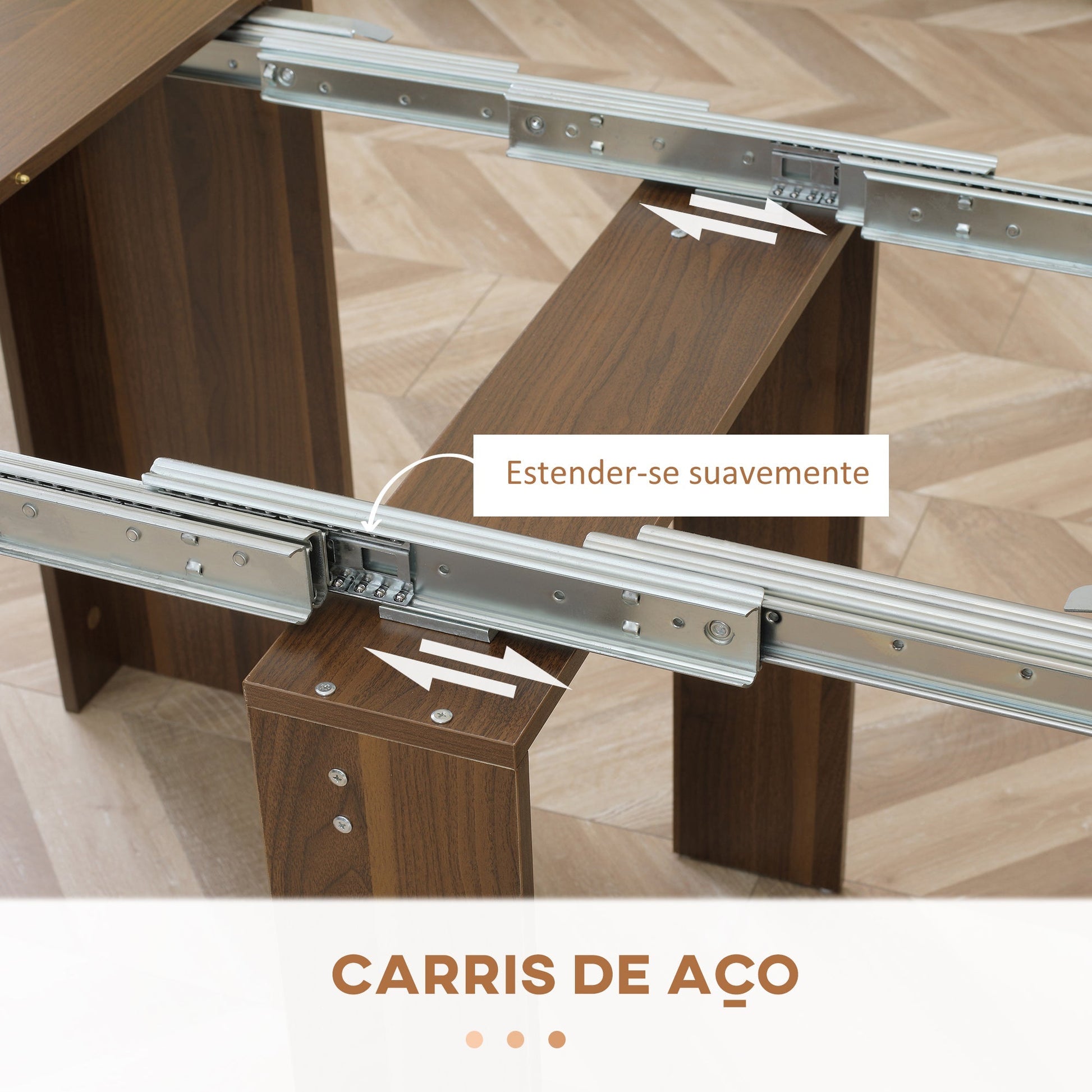 Mesa de Jantar Extensível para 4 - 6 Pessoas com Lateral Abatível Mesa Auxiliar Multifuncional 180x85x75cm Marrom - A minha loja