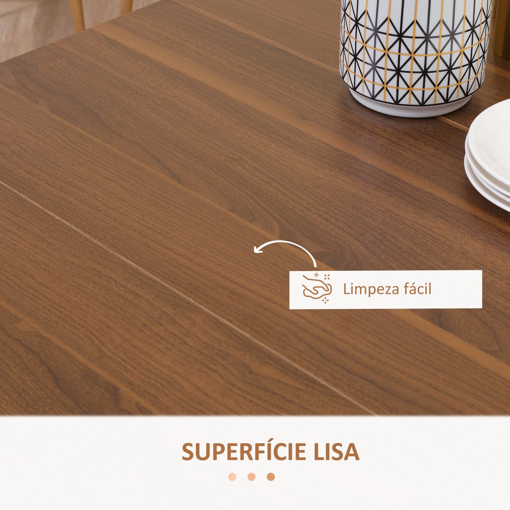 Mesa de Jantar Extensível para 4 - 6 Pessoas com Lateral Abatível Mesa Auxiliar Multifuncional 180x85x75cm Marrom - A minha loja