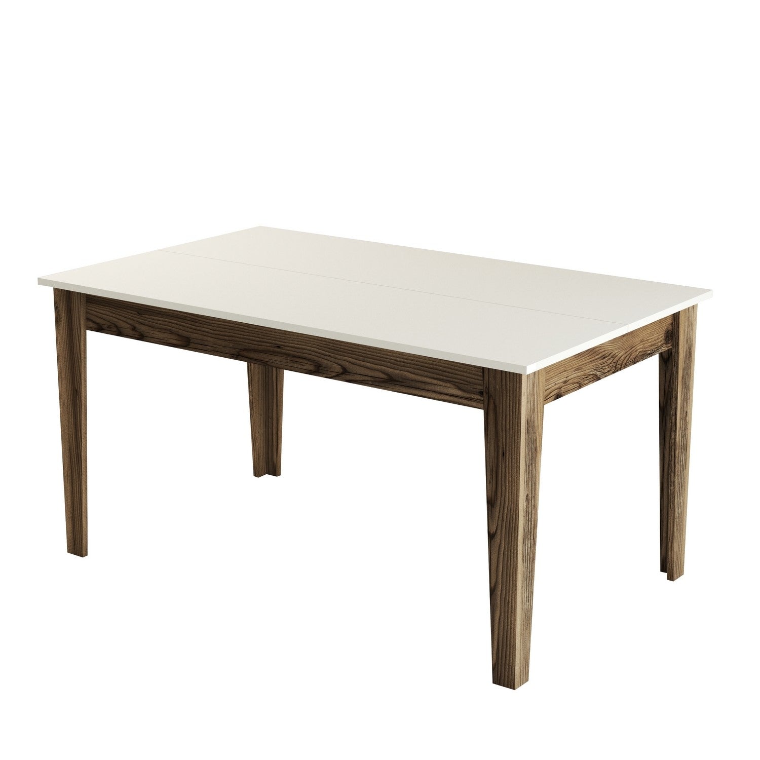 Mesa de Jantar "Milano" com Arrumação – 145x88x75 cm – Nogueira e Creme – Design Moderno - A minha loja