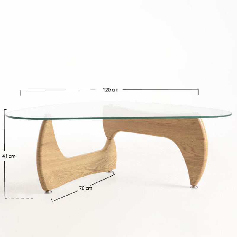 Mesa de Centro Tear em Vidro Temperado - Madeira - Design Escandinavo
