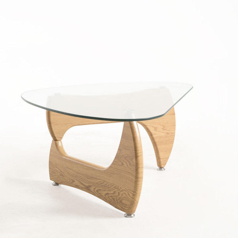 Mesa de Centro Tear em Vidro Temperado - Madeira - Design Escandinavo
