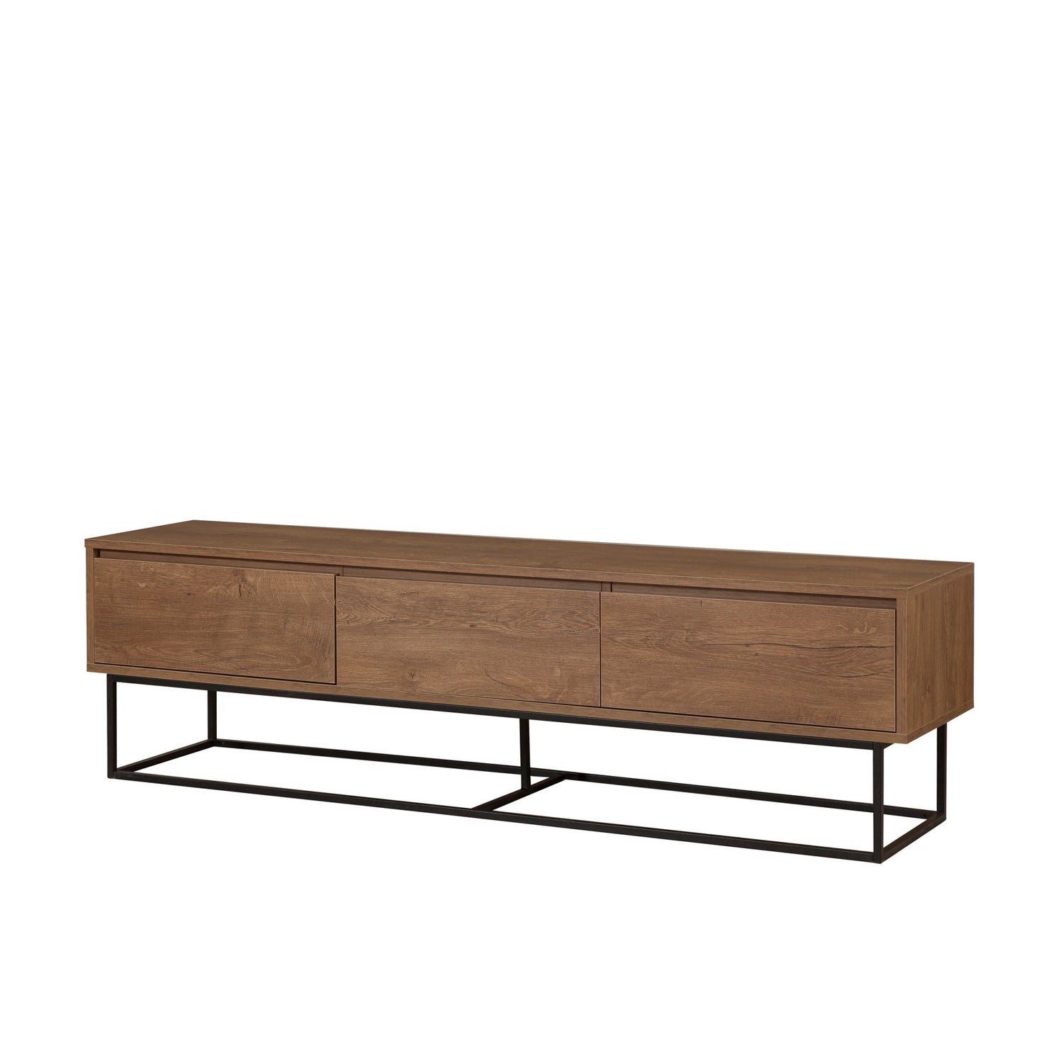 Móvel de TV "Zurich" – Nogueira e Preto - 180x40x50 cm – Design Moderno - A minha loja