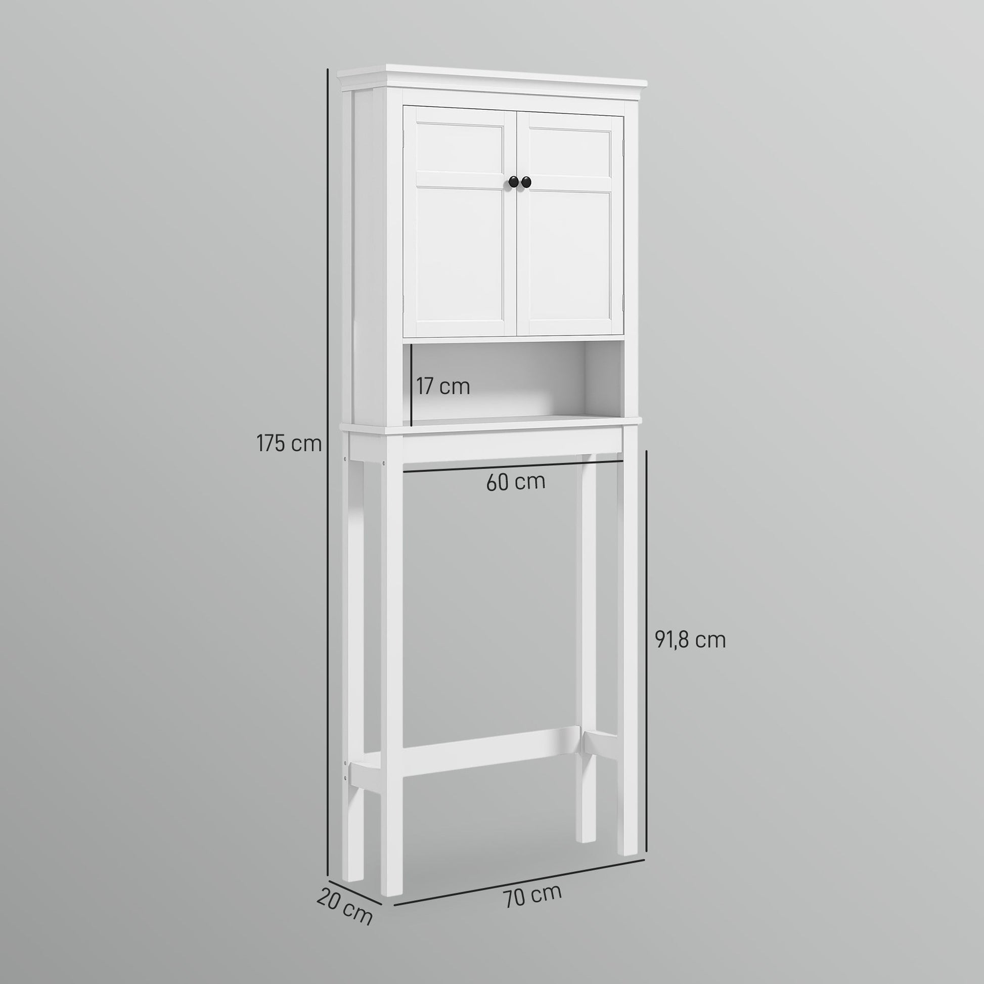 Móvel sobre Sanita Armário para Máquina de Lavar Roupa com 2 Portas Compartimento e Prateleira Ajustável Móvel para Casa de Banho 70x20x175 cm Branco - A minha loja