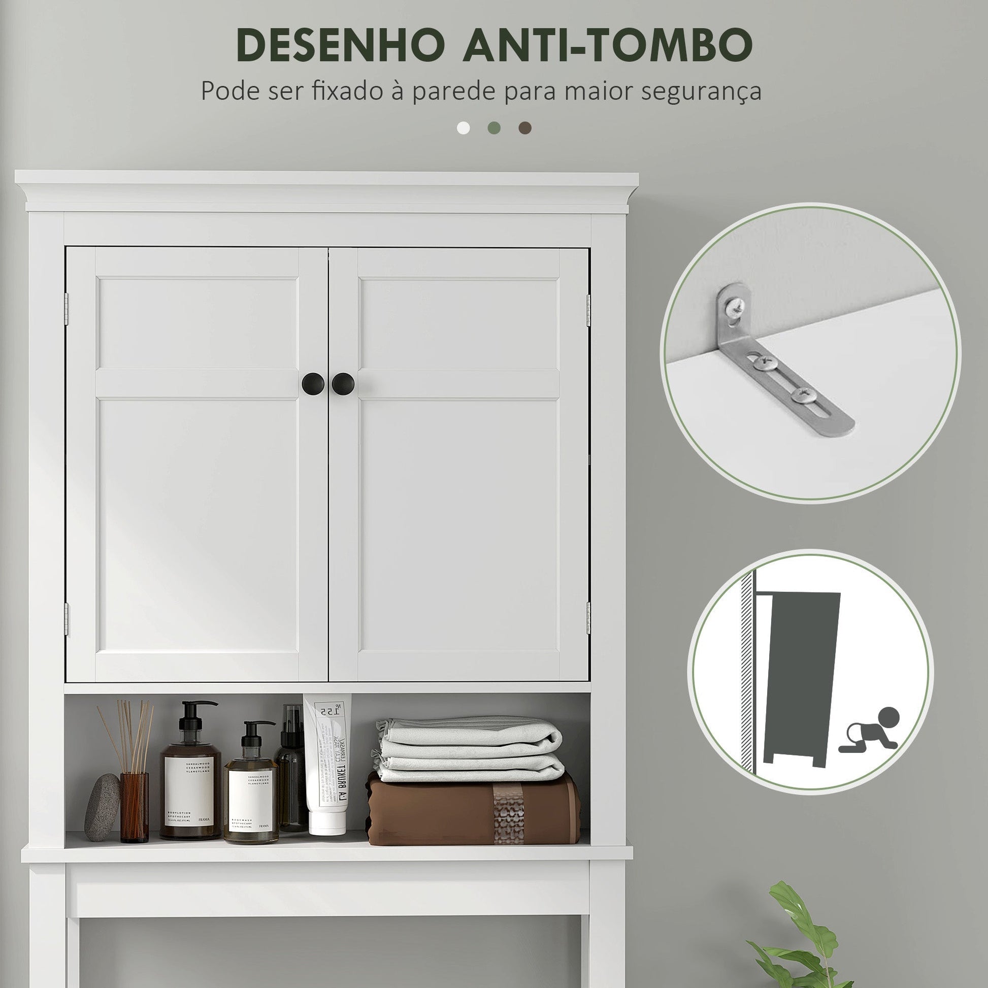 Móvel sobre Sanita Armário para Máquina de Lavar Roupa com 2 Portas Compartimento e Prateleira Ajustável Móvel para Casa de Banho 70x20x175 cm Branco - A minha loja