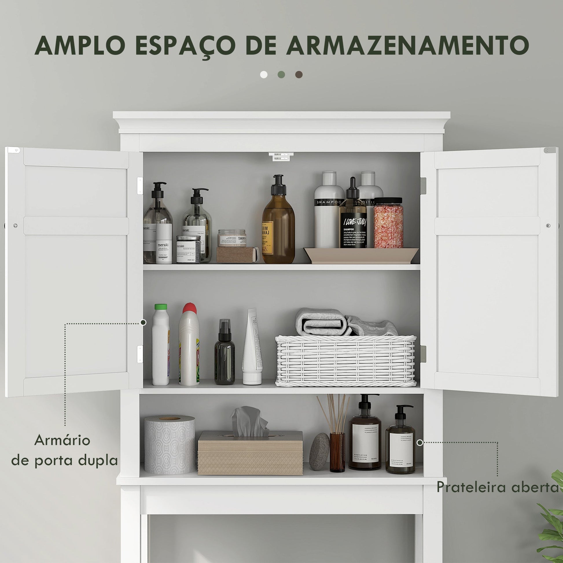 Móvel sobre Sanita Armário para Máquina de Lavar Roupa com 2 Portas Compartimento e Prateleira Ajustável Móvel para Casa de Banho 70x20x175 cm Branco - A minha loja