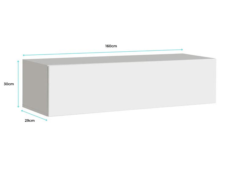 Armário Suspenso Espite – 160x30 cm – Preto e Branco com Porta Alto Brilho – Reversível e Moderno