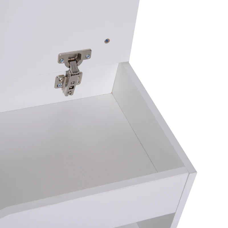 Banco Sapateira com Armazenamento Gaveta Prateleira e Assento Acolchoado para Entrada Estilo Moderno 80x30x47cm Branco