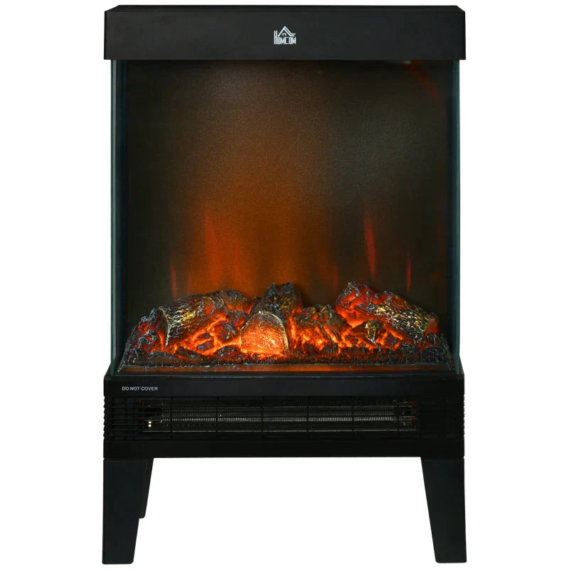 Lareira Elétrica 1000W/2000W Lareira Elétrica com Chama LED Realista Ajustável Termostato e Proteção Contra Superaquecimento para Área de até 15-20 m² 40,5x20x62cm Preto