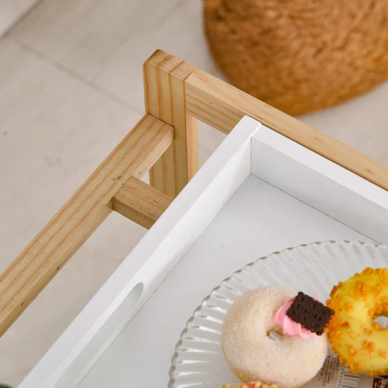 Carrinho de cozinha Carrinho de serviço doméstico de 4 niveis com bandeja removível Prateleira universal de rodas 40x30x76cm Madeira branca