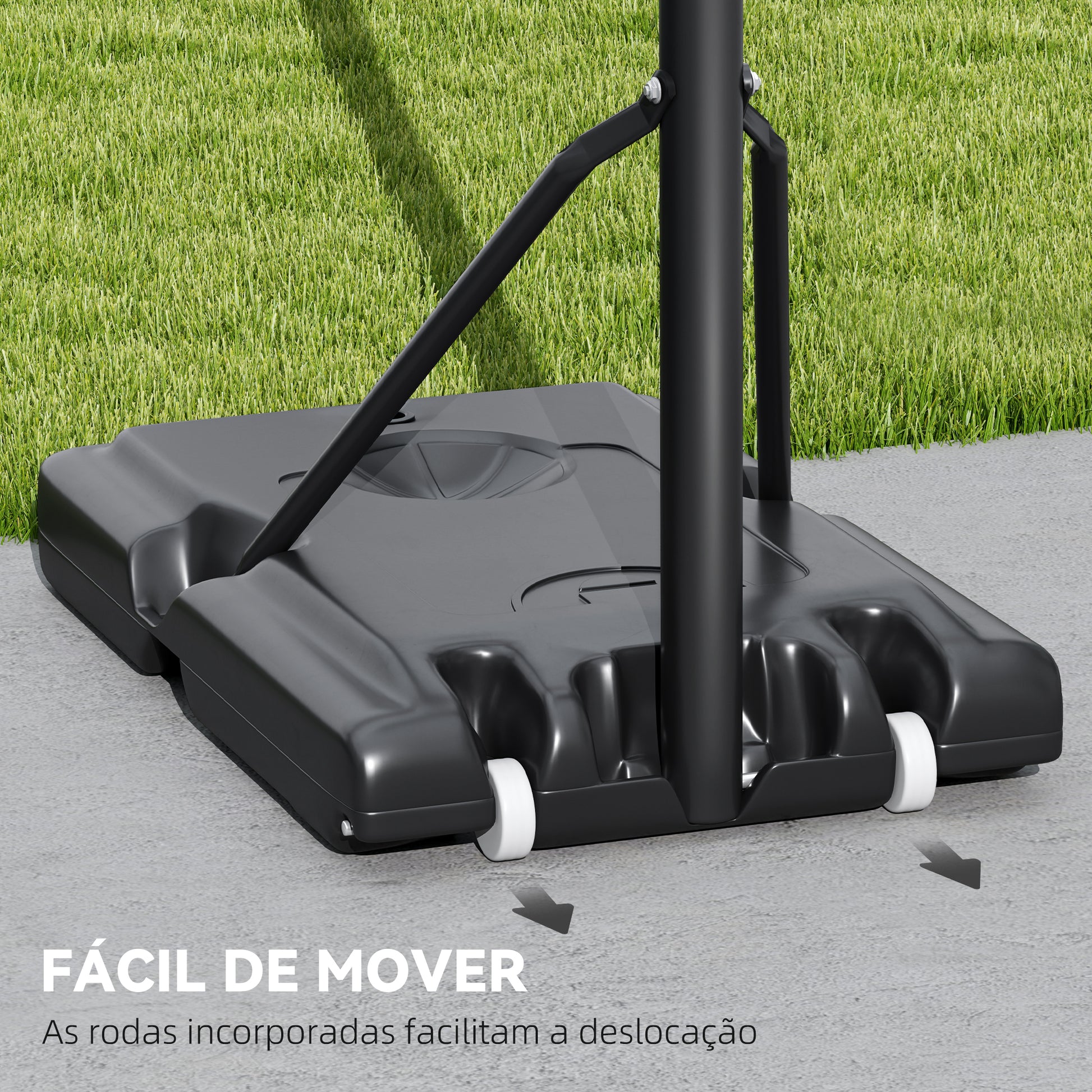 SPORTNOW Tabela de Basquetebol de Exterior com Altura Ajustável 235-305 cm Tabela de Basquetebol com Suporte Rodas Base Recarregável e Bolsa de Peso 90x60x305 cm Preto