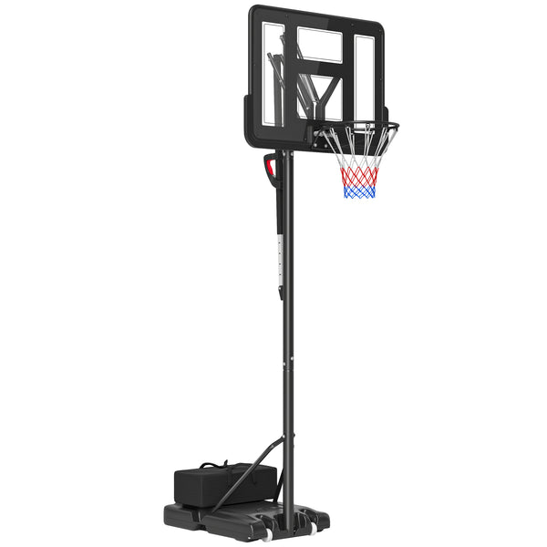 SPORTNOW Tabela de Basquetebol de Exterior com Altura Ajustável 235-305 cm Tabela de Basquetebol com Suporte Rodas Base Recarregável e Bolsa de Peso 90x60x305 cm Preto