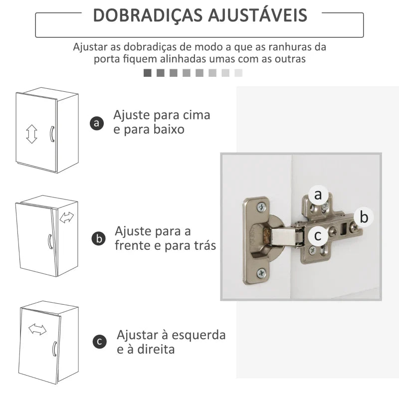 Armário de Armazenamento de Cozinha Armário Alto com 3 Gavetas 3 Portas e Prateleiras Interiores Ajustáveis móvel Auxiliar para Sala de Jantar Sala de Estar 80x39,5x183,5cm Branco