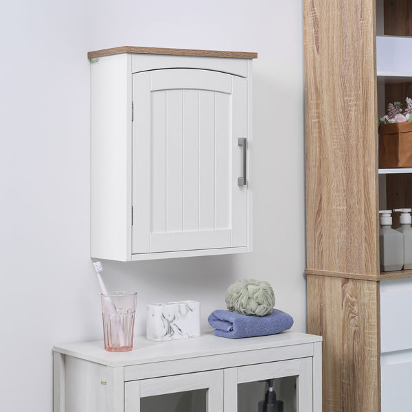 Armário de Parede para Casa de Banho Móvel Suspenso de Casa de Banho com Porta e Prateleiras Ajustáveis Armário de Parede para Cozinha Sala de Estar Estilo Moderno 41x18,5x52cm Branco