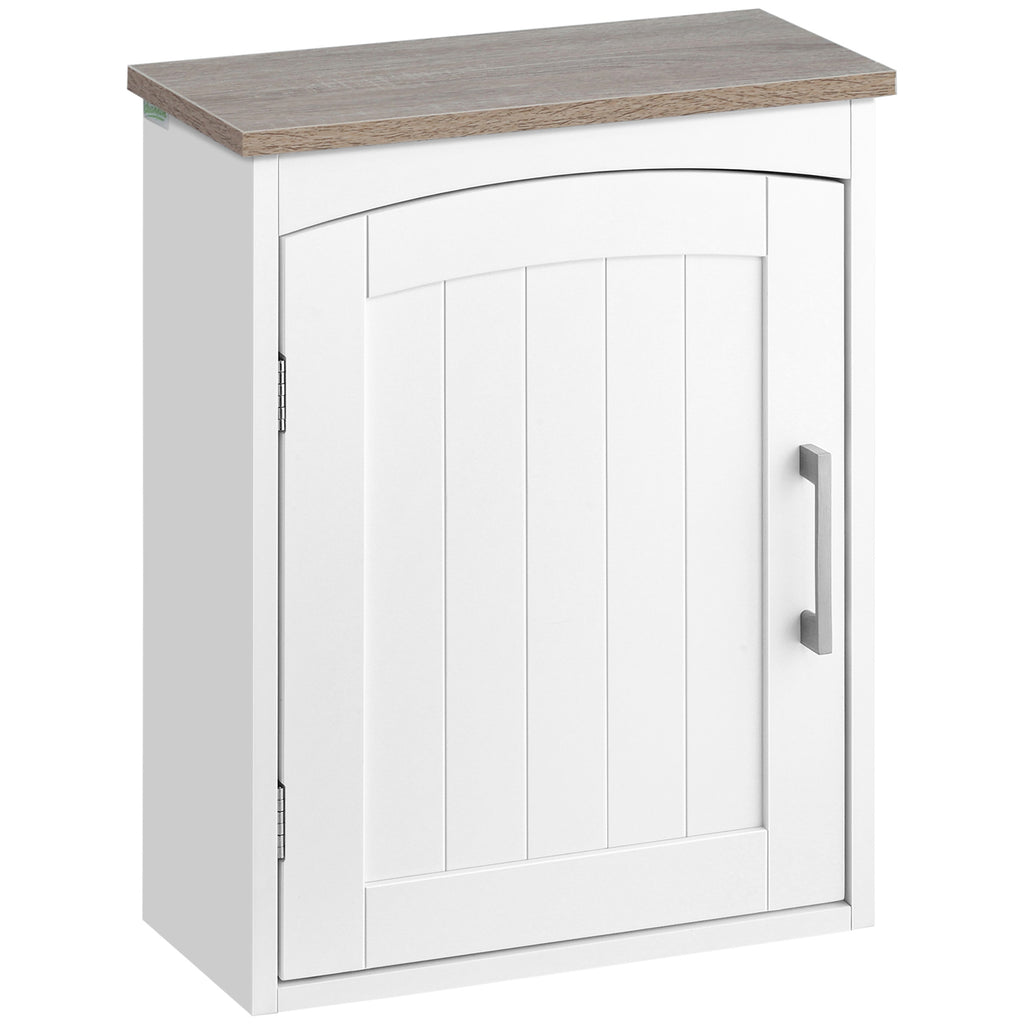 Armário de Parede para Casa de Banho Móvel Suspenso de Casa de Banho com Porta e Prateleiras Ajustáveis Armário de Parede para Cozinha Sala de Estar Estilo Moderno 41x18,5x52cm Branco