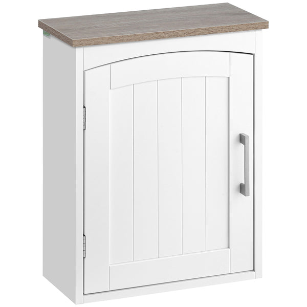 Armário de Parede para Casa de Banho Móvel Suspenso de Casa de Banho com Porta e Prateleiras Ajustáveis Armário de Parede para Cozinha Sala de Estar Estilo Moderno 41x18,5x52cm Branco
