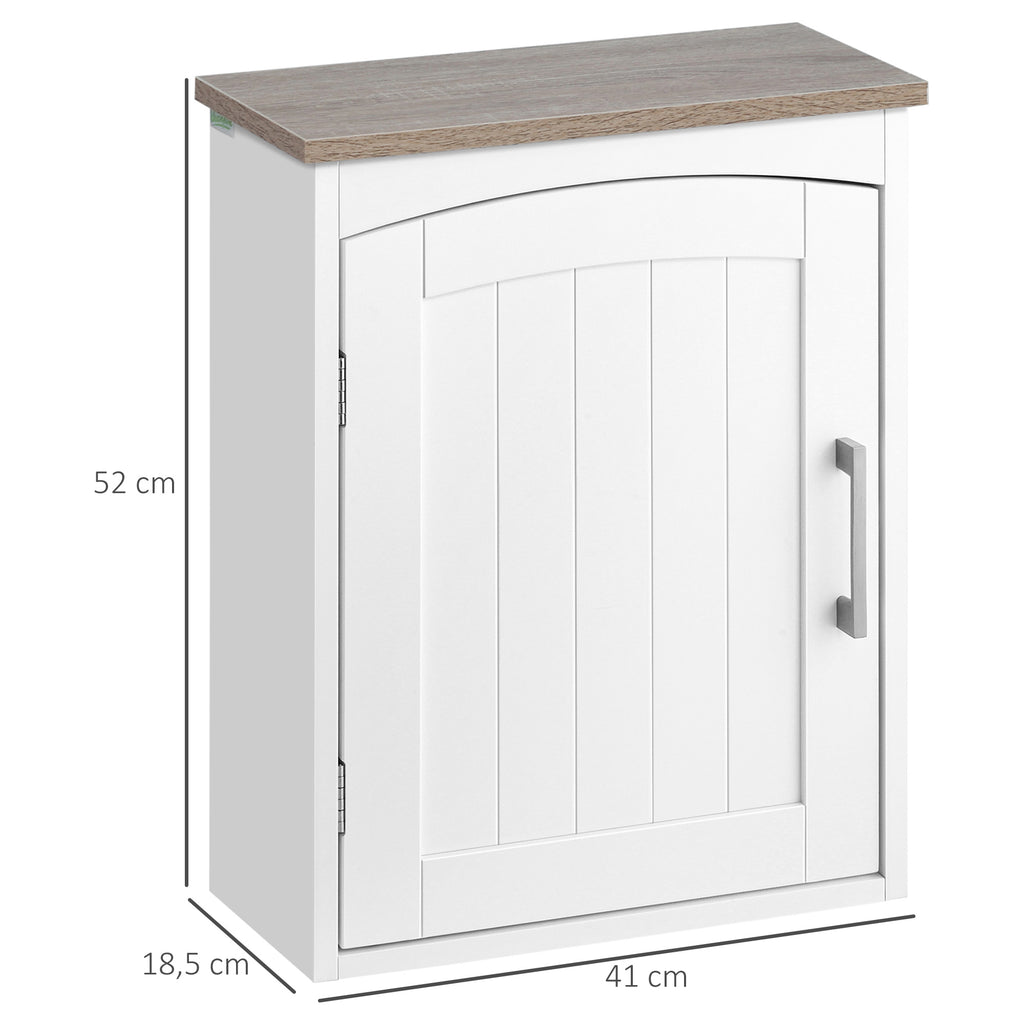 Armário de Parede para Casa de Banho Móvel Suspenso de Casa de Banho com Porta e Prateleiras Ajustáveis Armário de Parede para Cozinha Sala de Estar Estilo Moderno 41x18,5x52cm Branco