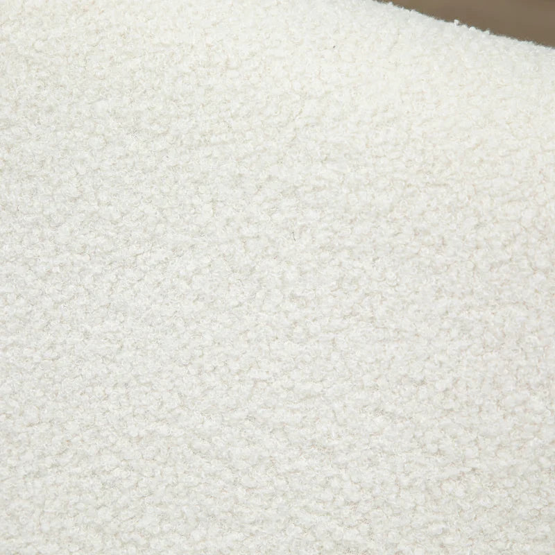 Poltrona Baloiço Estofada em Tecido Borreguito Poltrona Baloiço com Assento Acolchoado Apoio para os Braços e Pés de Madeira de Borracha para Sala de Estar Dormitório 60x81x71cm Creme