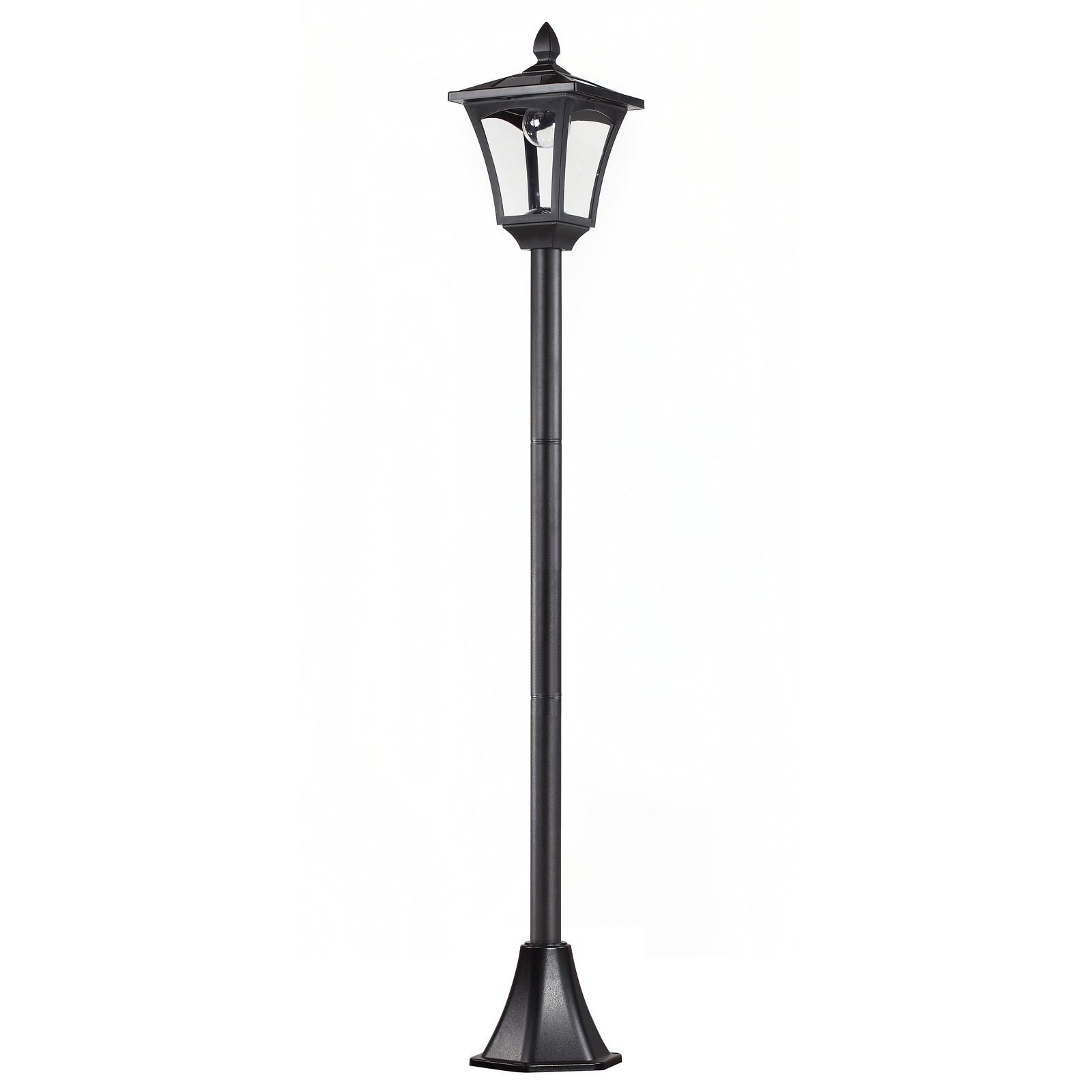 Candeeiro Solar de Jardim – 18x18x160 cm – Preto – Estrutura em Aço Inoxidável – IP44 – Iluminação Automática
