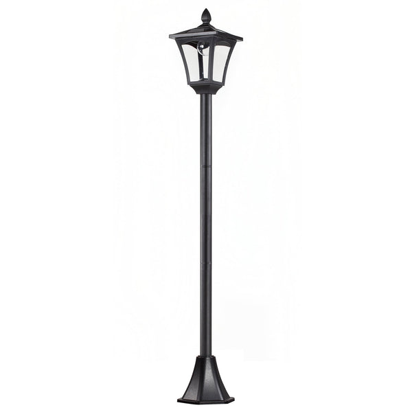 Candeeiro Solar de Jardim – 18x18x160 cm – Preto – Estrutura em Aço Inoxidável – IP44 – Iluminação Automática
