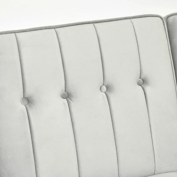 Sofá Cama com Chaise Longue de 3 Lugares Tato Aveludado com Encosto Ajustável e Apoio para os Pés Móvel 218x85x86cm Cinza