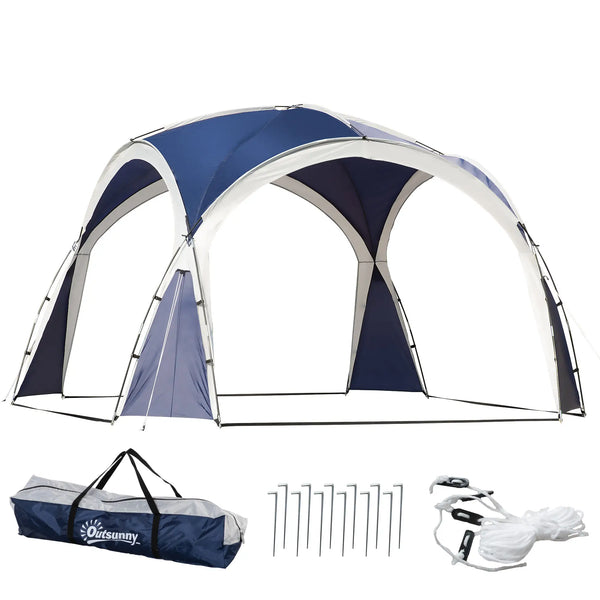 Abrigo de Campismo 3,5x3,5 m Toldo de Campismo Dobrável com Gancho Proteção UV e Bolsa de Transporte para Jardim Pátio Piquenique Azul e Cinza Claro