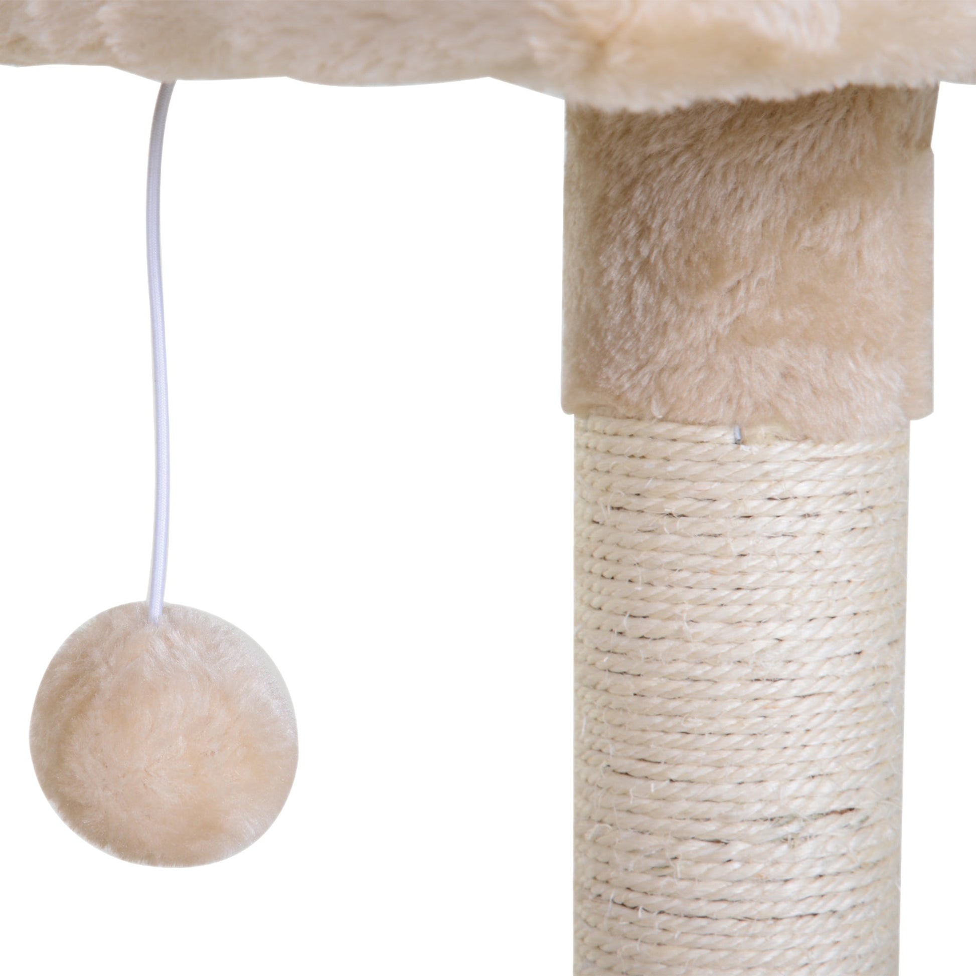 PawHut Árvore Arranhador para Gatos Torre para Gatos 50x36x70 cm Centro de Atividades com Rede Plataforma Poste de Sisal e Bola Suspensa Bege