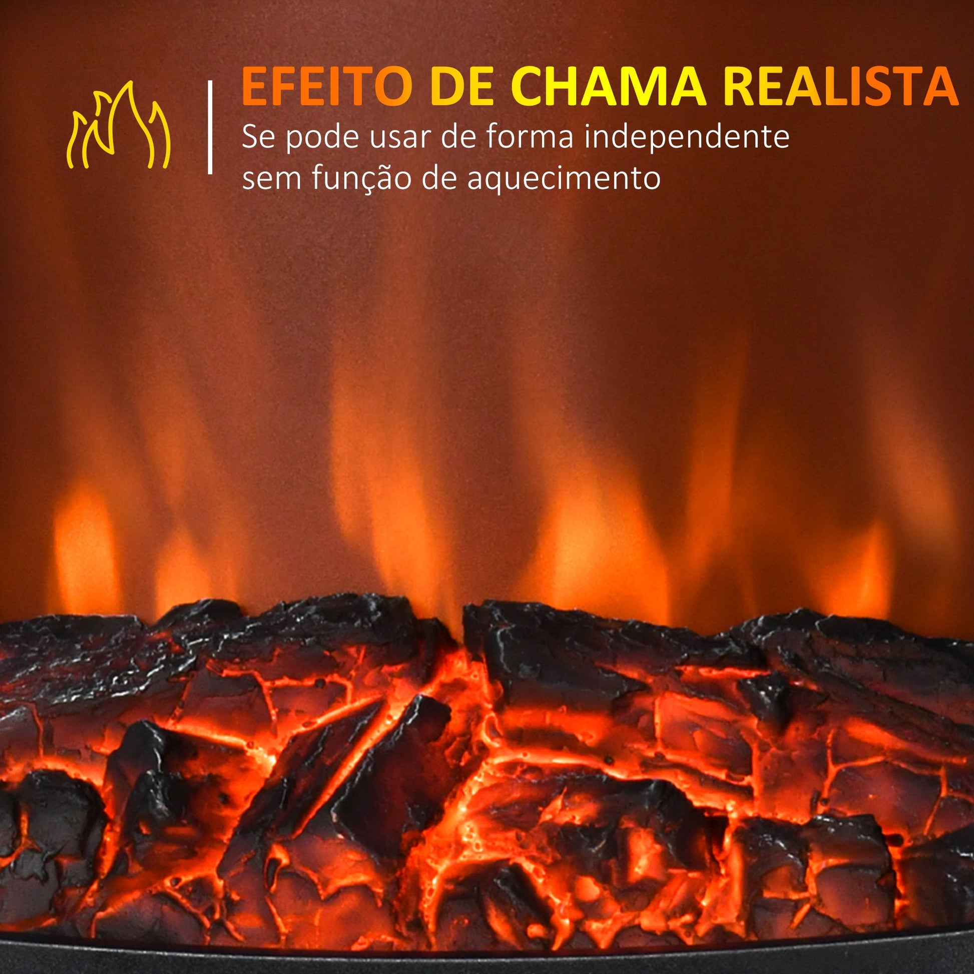 Lareira Elétrica 900W/1800W Lareira Decorativa com Janelas Efeito de Chama Temperatura Ajustável e Proteção Sobreaquecimento para 20-25 ㎡ 39x26x54,8 cm Preto