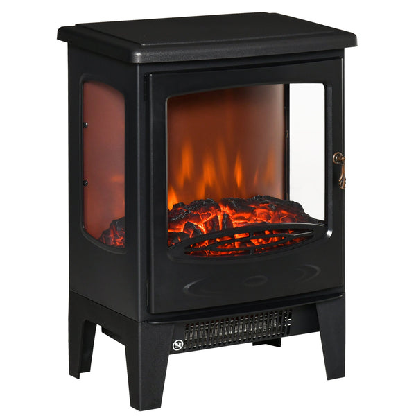 Lareira Elétrica 900W/1800W Lareira Decorativa com Janelas Efeito de Chama Temperatura Ajustável e Proteção Sobreaquecimento para 20-25 ㎡ 39x26x54,8 cm Preto