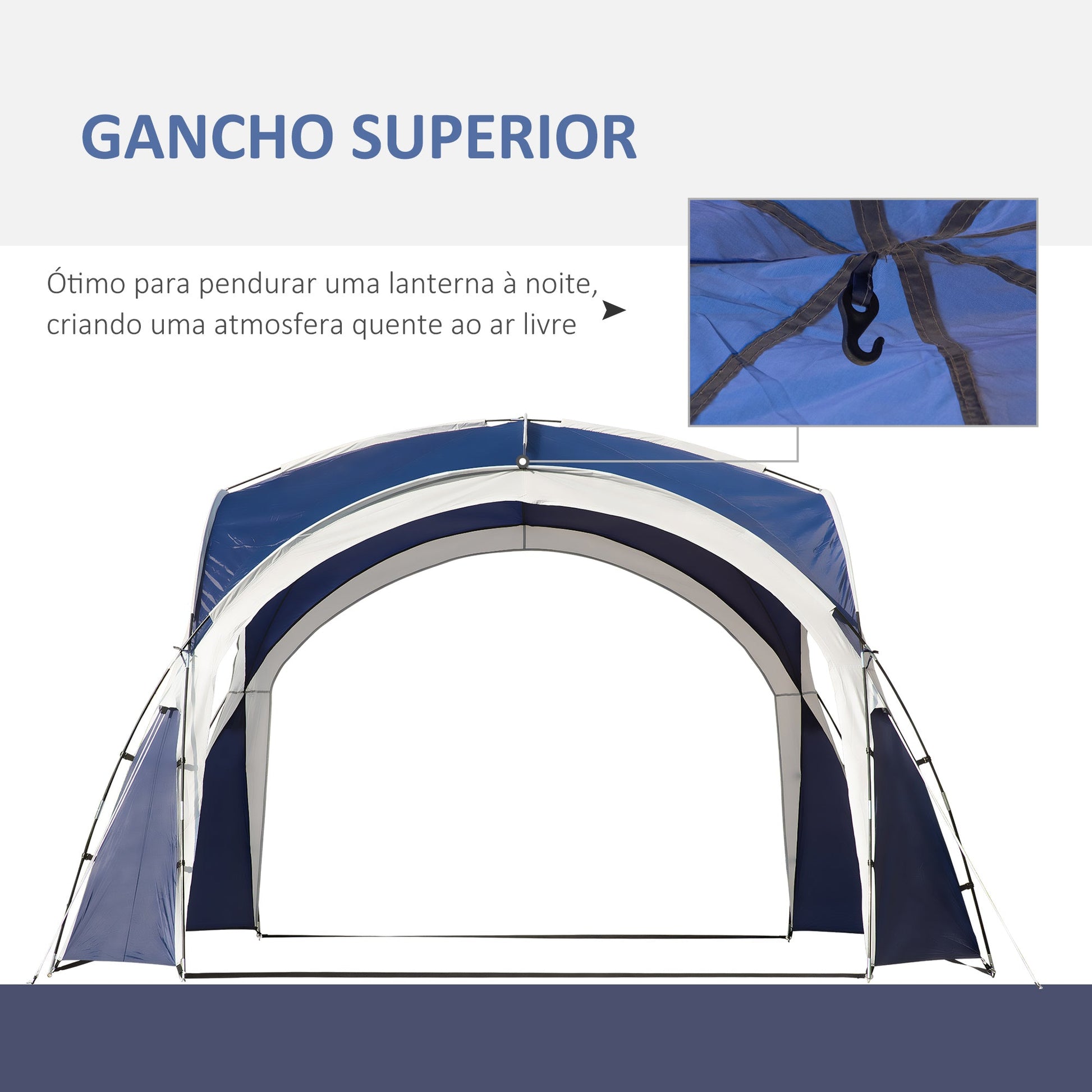 Outsunny Abrigo de Campismo 3,5x3,5 m Toldo de Campismo Dobrável com Gancho Proteção UV e Bolsa de Transporte para Jardim Pátio Piquenique Azul e Cinza Claro - A minha loja