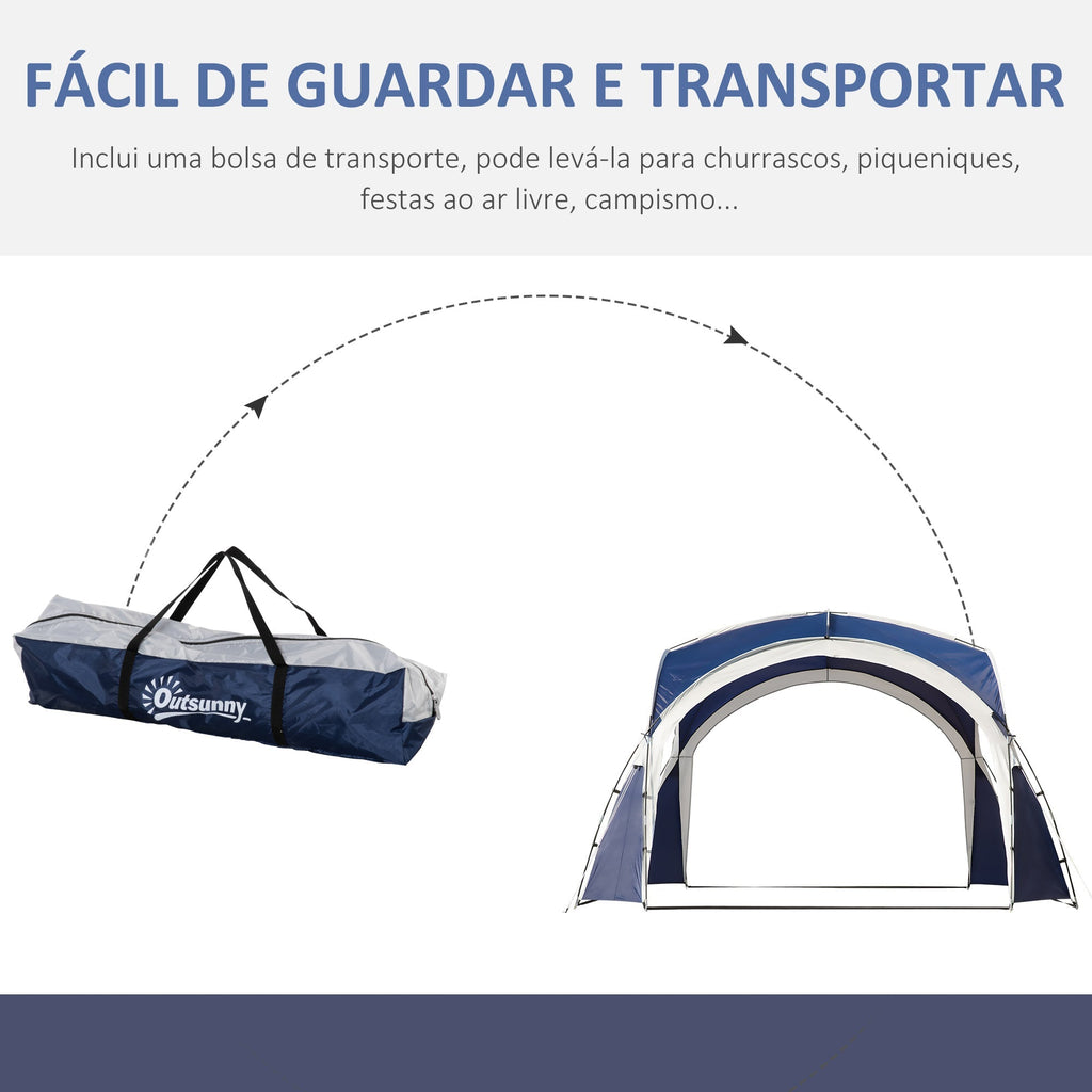 Outsunny Abrigo de Campismo 3,5x3,5 m Toldo de Campismo Dobrável com Gancho Proteção UV e Bolsa de Transporte para Jardim Pátio Piquenique Azul e Cinza Claro - A minha loja