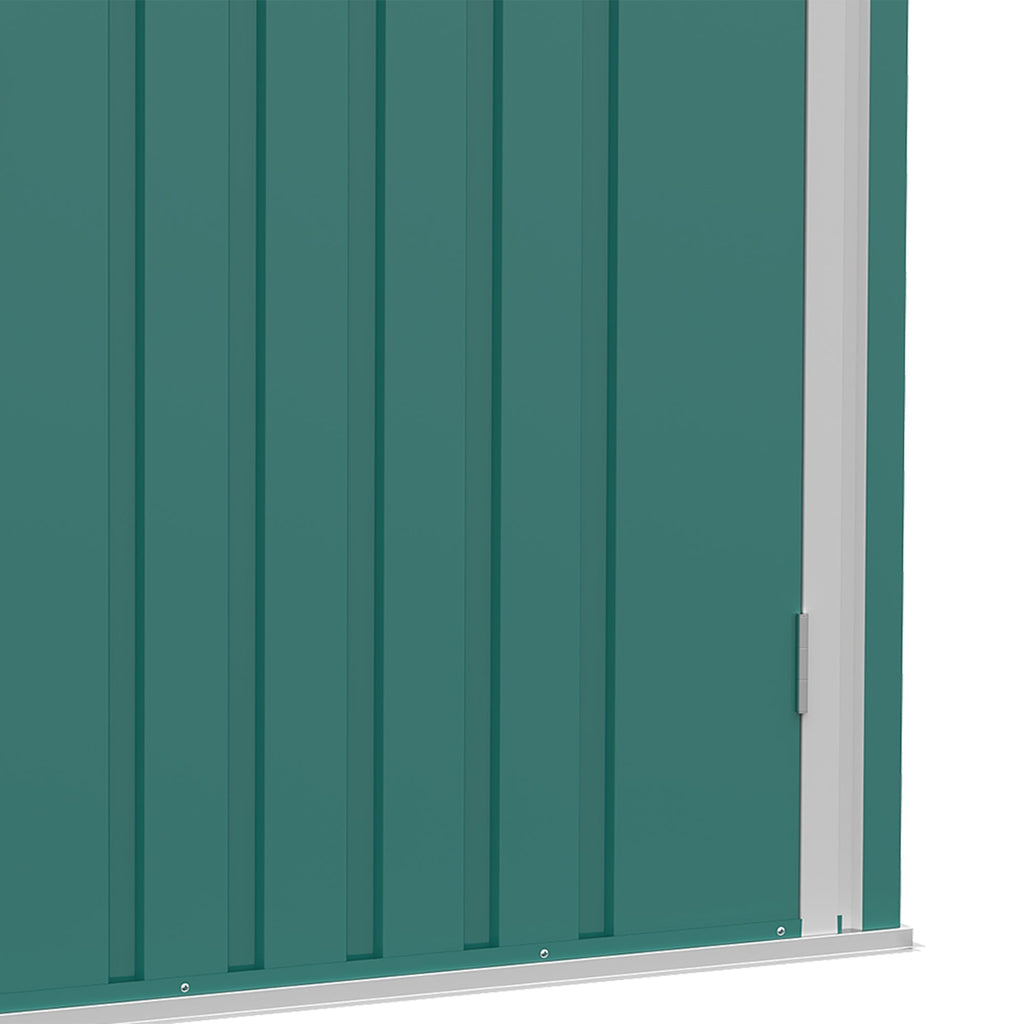 Outsunny Abrigo de Jardim 0,92 m² 100x103x160cm Abrigo Exterior de Aço Galvanizado com Porta Fechadura e Teto Inclinado para Armazenamento de Ferramentas Verde - A minha loja
