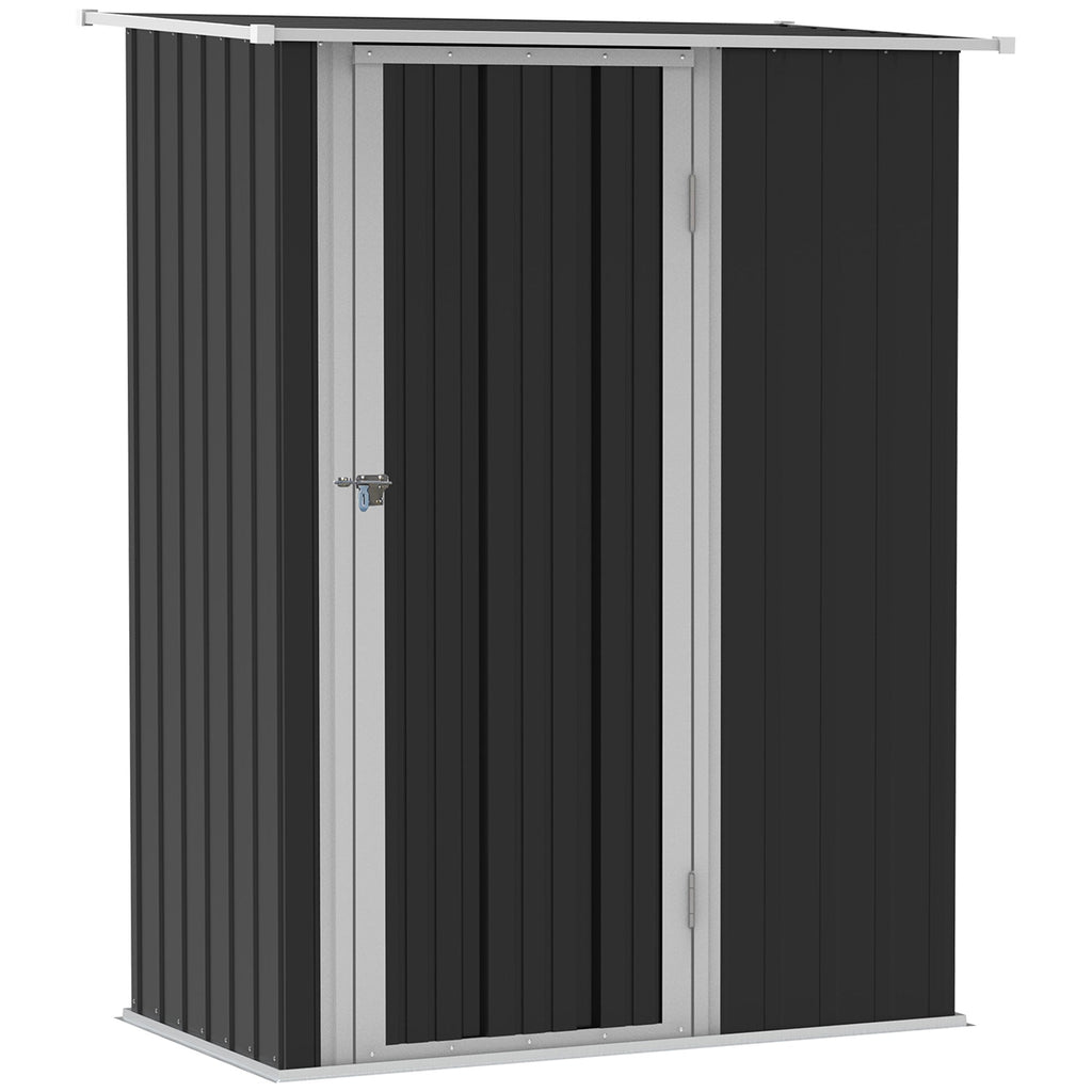 Outsunny Abrigo de Jardim 1,07m² 142x84x189cm Abrigo de Jardim de Aço Galvanizado com Porta Fechadura e Orifícios de Drenagem para Armazenamento de Ferramentas Cinza - A minha loja