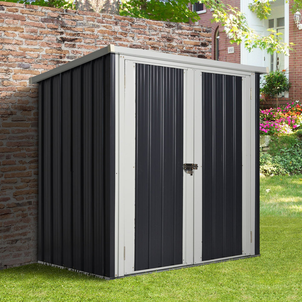 Outsunny Abrigo de Jardim 1,26 m² 147x86x134 cm Abrigo de Exterior de Aço Galvanizado com 2 Portas para Armazenamento de Ferramentas Preto - A minha loja