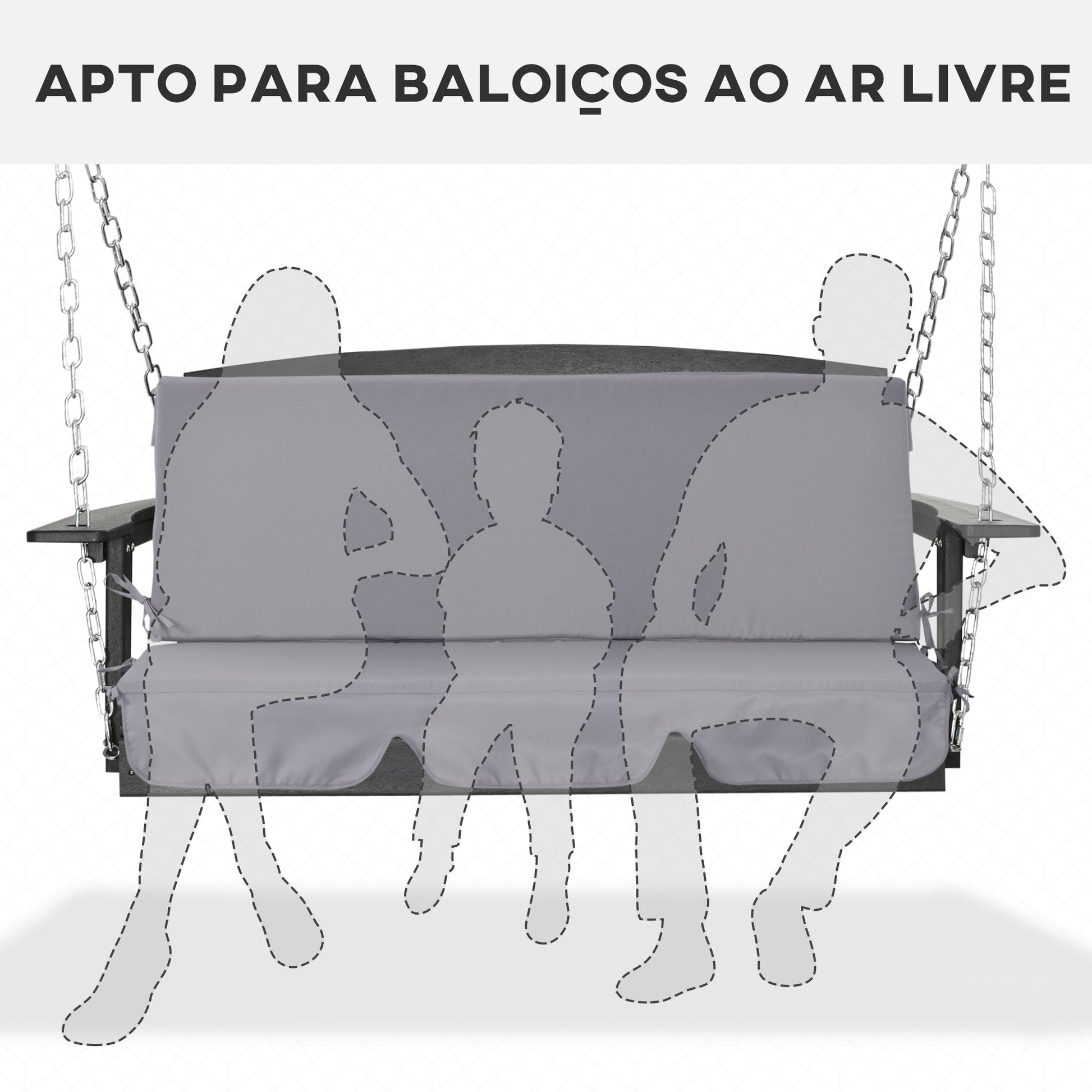 Outsunny Almofada para Baloiço de 2 Peças 130x45x5 cm Almofada para Baloiço de Assento e Encosto Acolchoado para Jardim Varanda Exterior Cinza - A minha loja