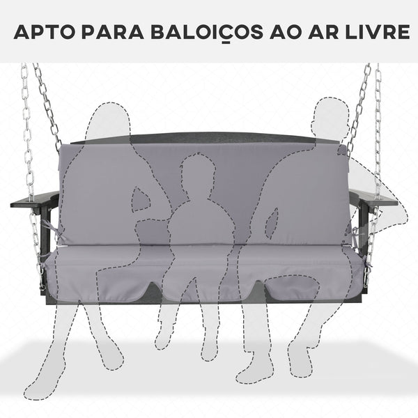 Almofada para Baloiço de 2 Peças 130x45x5 cm Almofada para Baloiço de Assento e Encosto Acolchoado para Jardim Varanda Exterior Cinza