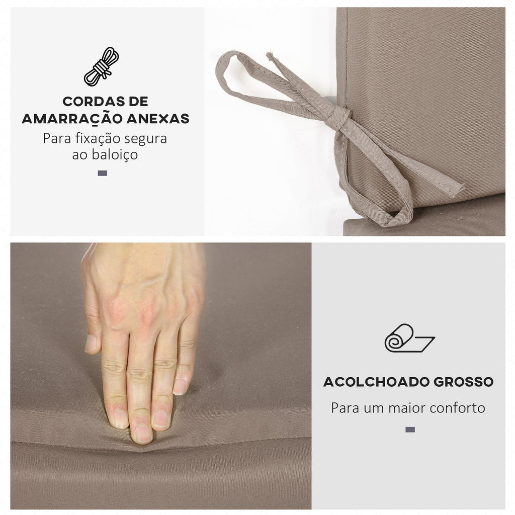 Outsunny Almofada para Baloiço de 2 Peças 130x45x5 cm Almofada para Baloiço de Assento e Encosto Acolchoado para Jardim Varanda Exterior Marrom - A minha loja