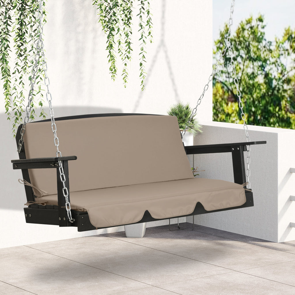 Outsunny Almofada para Baloiço de 2 Peças 130x45x5 cm Almofada para Baloiço de Assento e Encosto Acolchoado para Jardim Varanda Exterior Marrom - A minha loja