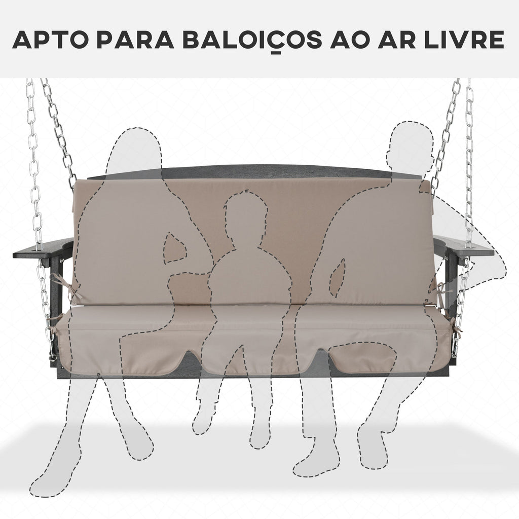 Outsunny Almofada para Baloiço de 2 Peças 130x45x5 cm Almofada para Baloiço de Assento e Encosto Acolchoado para Jardim Varanda Exterior Marrom - A minha loja