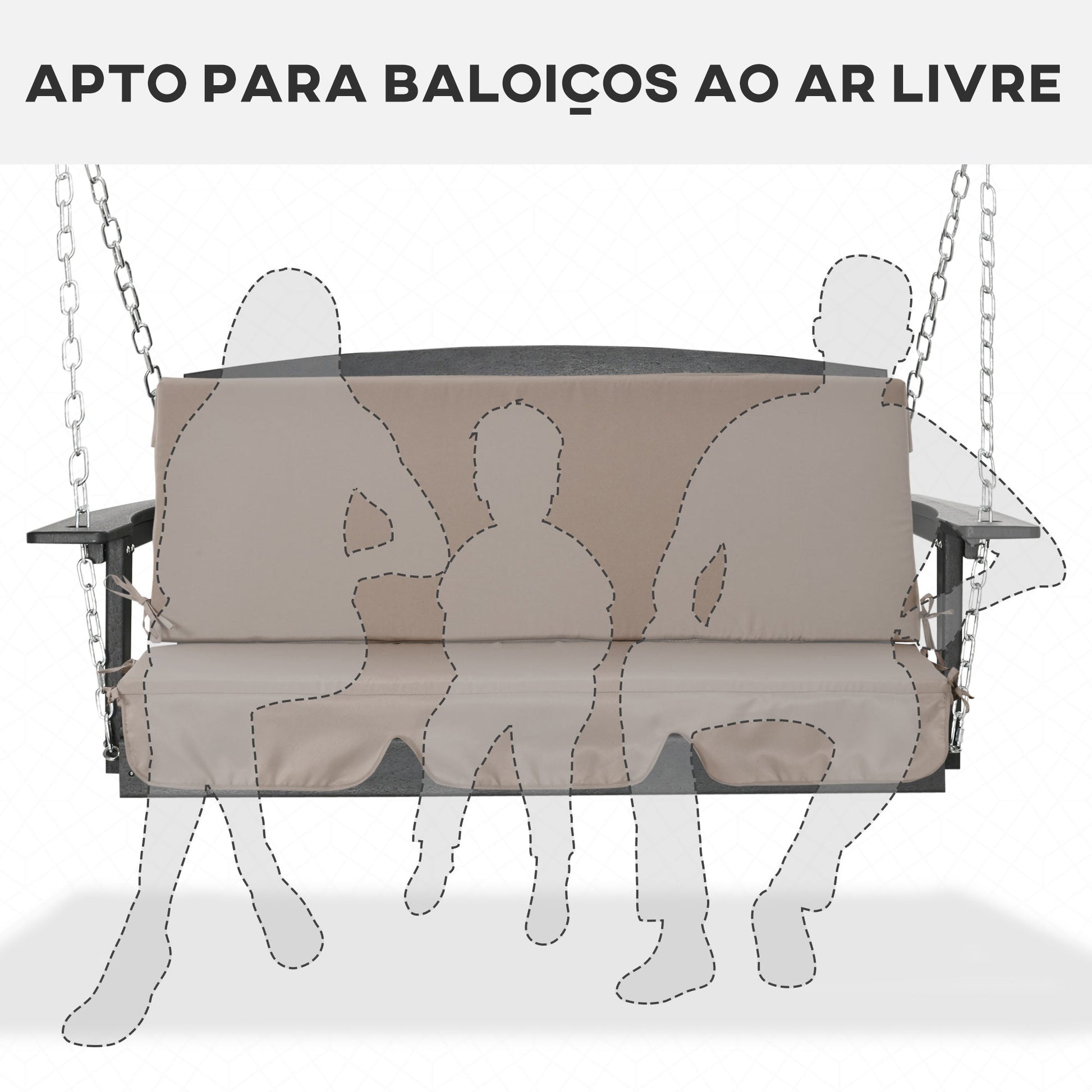 Outsunny Almofada para Baloiço de 2 Peças 130x45x5 cm Almofada para Baloiço de Assento e Encosto Acolchoado para Jardim Varanda Exterior Marrom - A minha loja