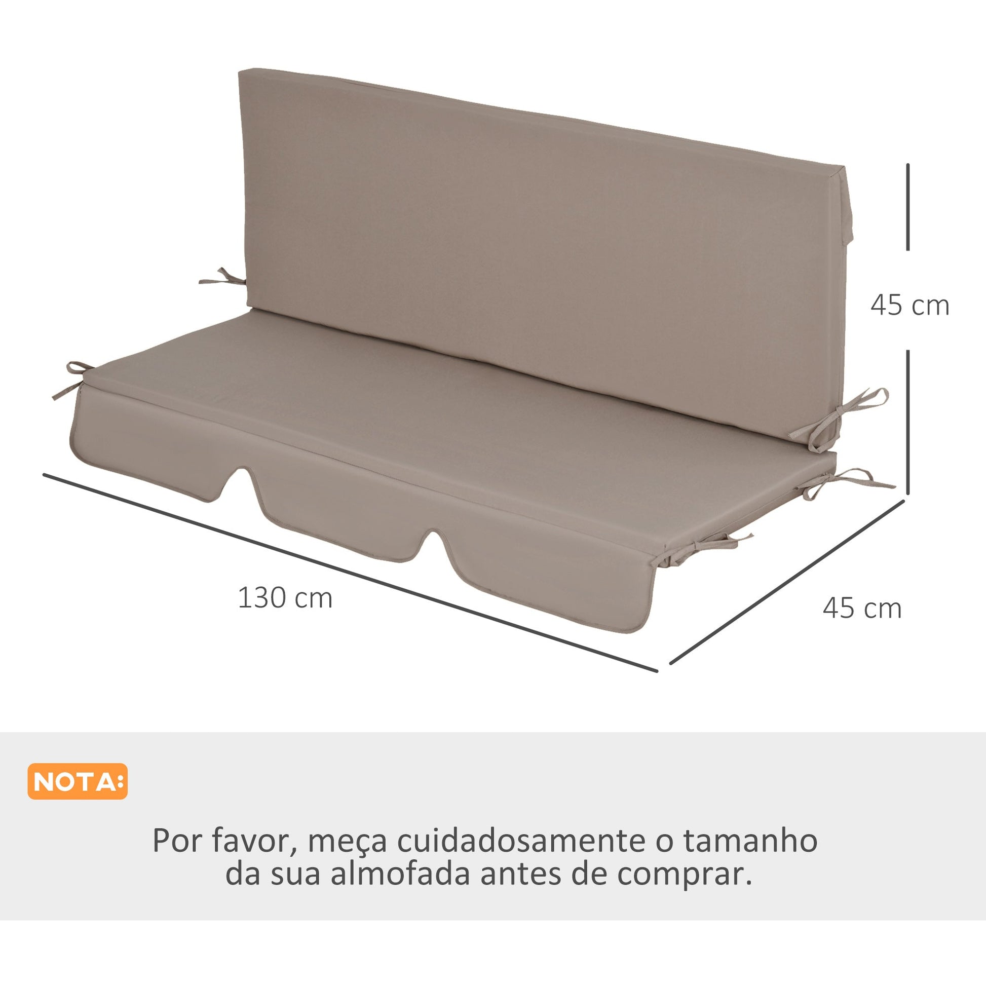 Outsunny Almofada para Baloiço de 2 Peças 130x45x5 cm Almofada para Baloiço de Assento e Encosto Acolchoado para Jardim Varanda Exterior Marrom - A minha loja