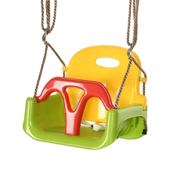 Baloiço para Bebé 3 em 1 com Encosto Desmontável Cordas Ajustáveis e Barra em T Baloiço Infantil para Crianças de 9-36 Meses para Interior e Exterior 42x33x120-180 cm Multicor