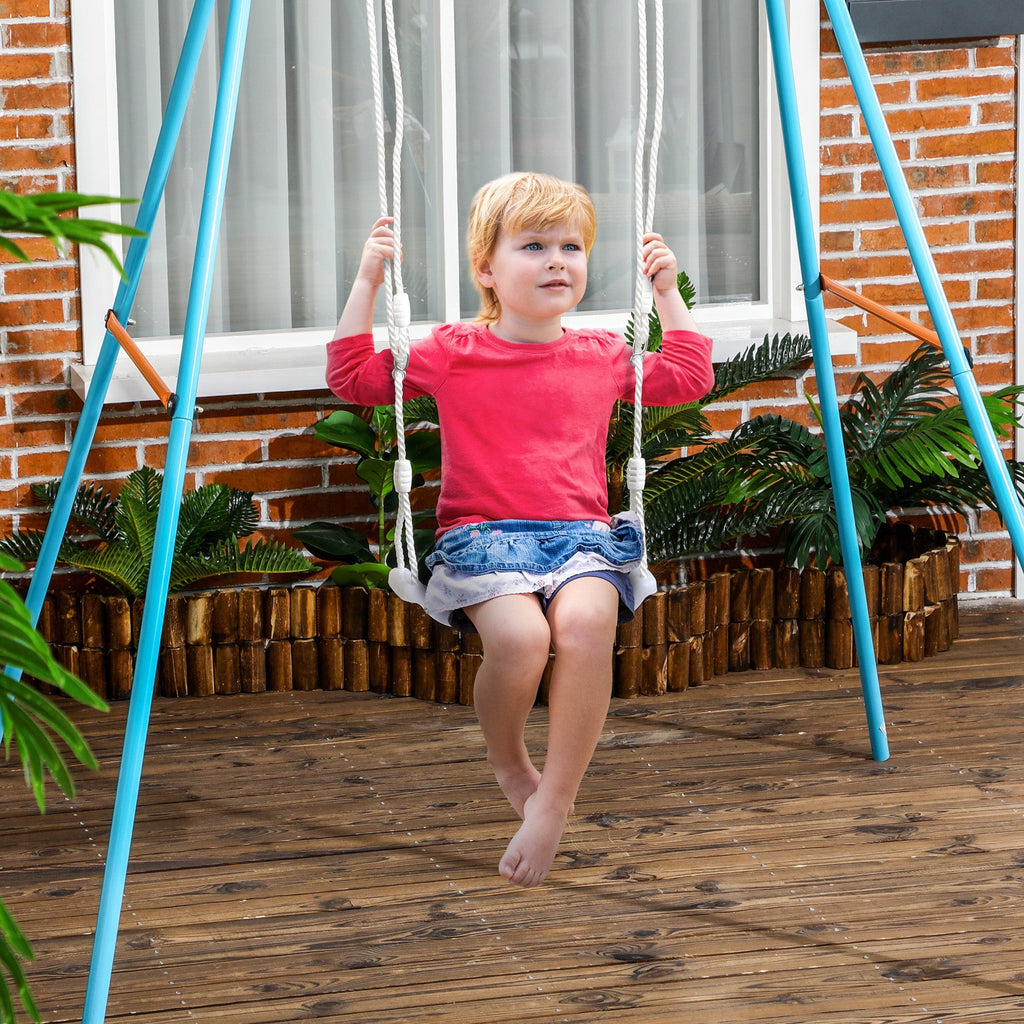 Outsunny Baloiço para Crianças de 3 - 6 Anos com Luzes LED Baloiço Infantil com Altura do Assento Ajustável para Interior e Exterior 39x16,5x120 - 180 cm Branco - A minha loja