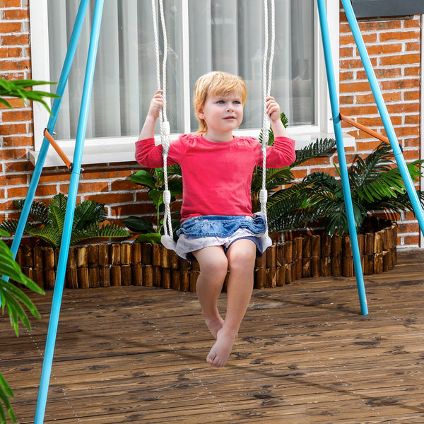 Baloiço para Crianças de 3-6 Anos com Luzes LED Baloiço Infantil com Altura do Assento Ajustável para Interior e Exterior 39x16,5x120-180 cm Branco